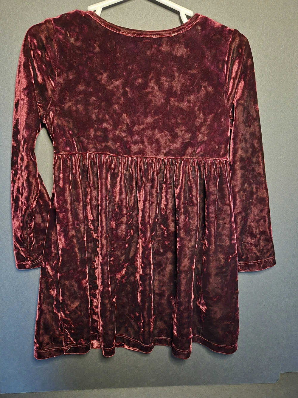 healthtex Velvet Long-Sleeve Dress in Burgundy